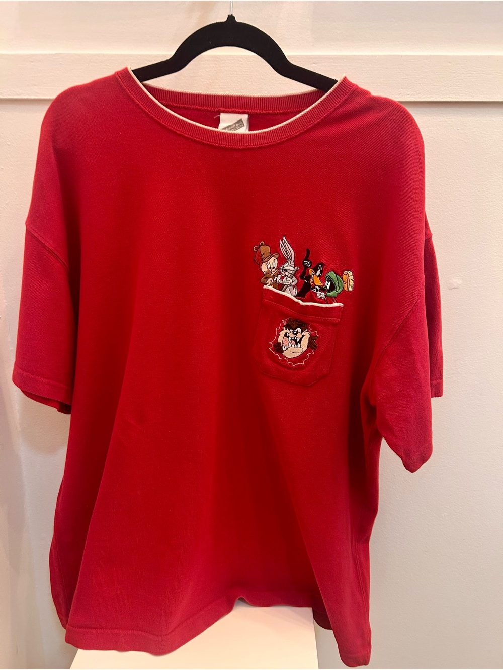 Vintage 1980s Red Looney Tunes Pocket Tee